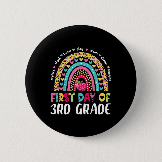Groovy 3rd Grade Back To School First Day Of Third 6 Cm Round Badge (Front)