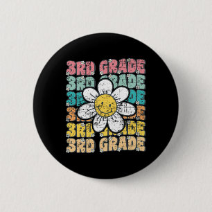 Groovy 3rd Grade Back To School First Day Of Third 6 Cm Round Badge