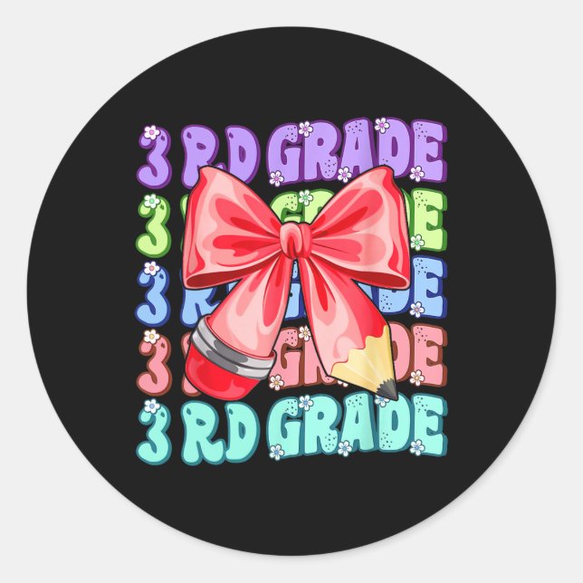 Groovy 3rd Grade Back To School First Day Of Third Classic Round Sticker (Front)
