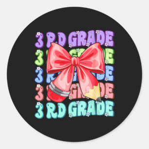 Groovy 3rd Grade Back To School First Day Of Third Classic Round Sticker