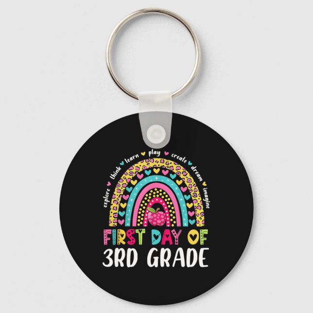 Groovy 3rd Grade Back To School First Day Of Third Key Ring (Front)