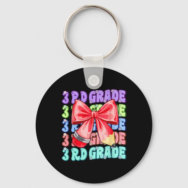 Groovy 3rd Grade Back To School First Day Of Third Key Ring (Front)