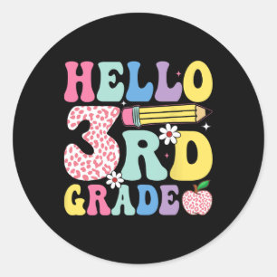 Groovy 3rd Grade Back To School Pink Leopard 2025 Classic Round Sticker