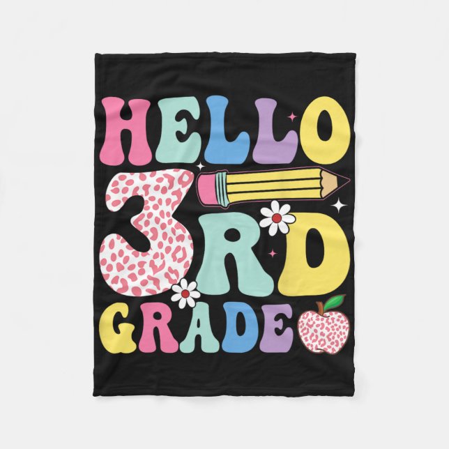Groovy 3rd Grade Back To School Pink Leopard 2025  Fleece Blanket (Front)