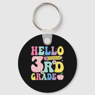 Groovy 3rd Grade Back To School Pink Leopard 2025  Key Ring