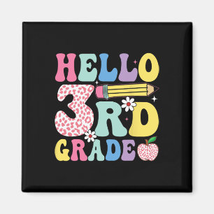 Groovy 3rd Grade Back To School Pink Leopard 2025  Magnet