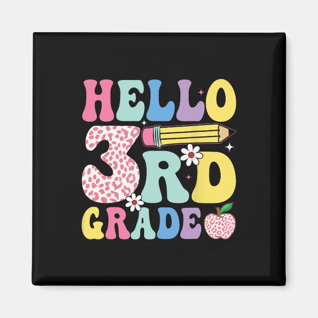 Groovy 3rd Grade Back To School Pink Leopard 2025  Magnet (Front)