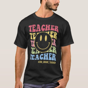 Groovy 3rd Grade Vibes Retro Face Teachers Back To T-Shirt