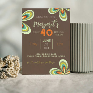 Groovy 40th Birthday Party 70s Hippie Flower  Invitation