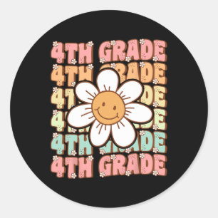 Groovy 4th Grade Back To School First Day of Fourt Classic Round Sticker