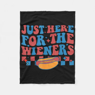 Groovy 4th Of July Hot- Dog I’m Just Here For The Fleece Blanket