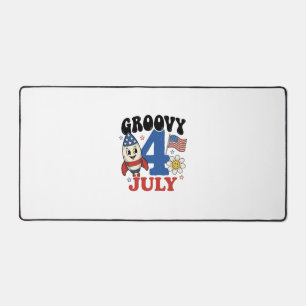 Groovy 4th of July Rocket Patriotic Shirt Design_1 Desk Mat