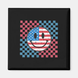 Groovy 4th Of July Smile Face Usa Flag Freedom Magnet