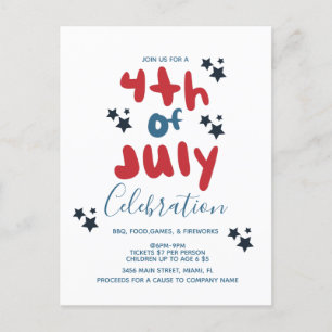 Groovy 4th of July Stars BBQ Flyer Invitation  Postcard