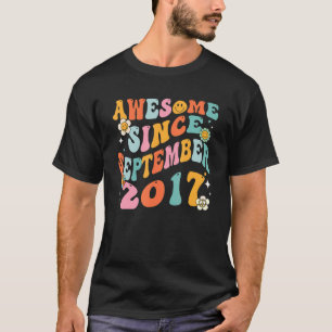 Groovy 5th Birthday Awesome Since September 2017 5 T-Shirt