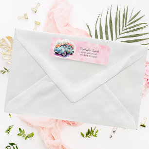 Groovy 60’s Bug Car With Daisies Return Address Return Address Label