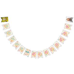 Groovy 60's 70's Flowers Photo Happy Birthday Bunting