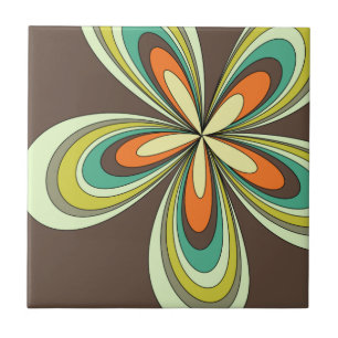 Groovy 60s 70s Hippie Flower Brown Retro Daisy Ceramic Tile