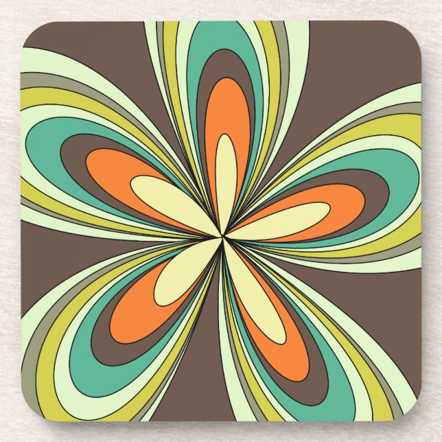 Groovy 60s 70s Hippie Flower Brown Retro Daisy  Coaster (Front)