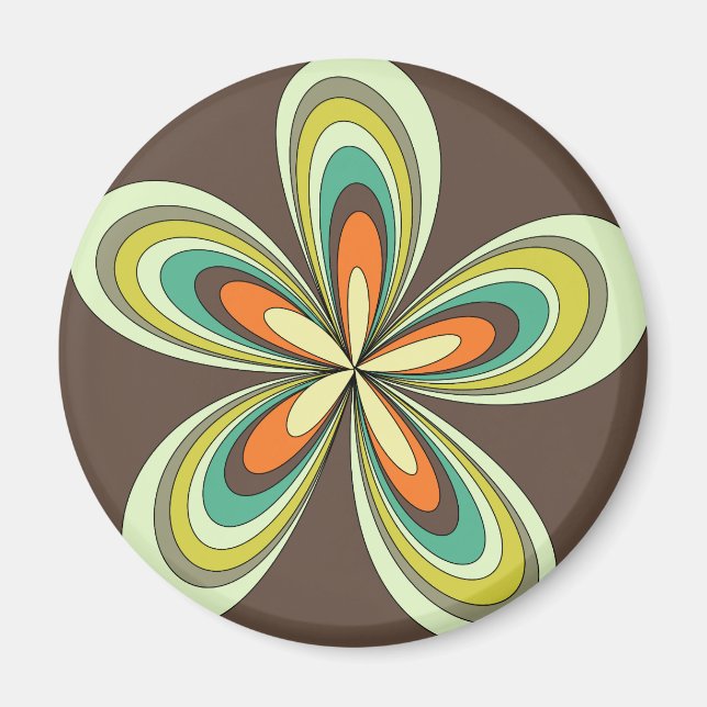 Groovy 60s 70s Hippie Flower Brown Retro Daisy  Magnet (Front)