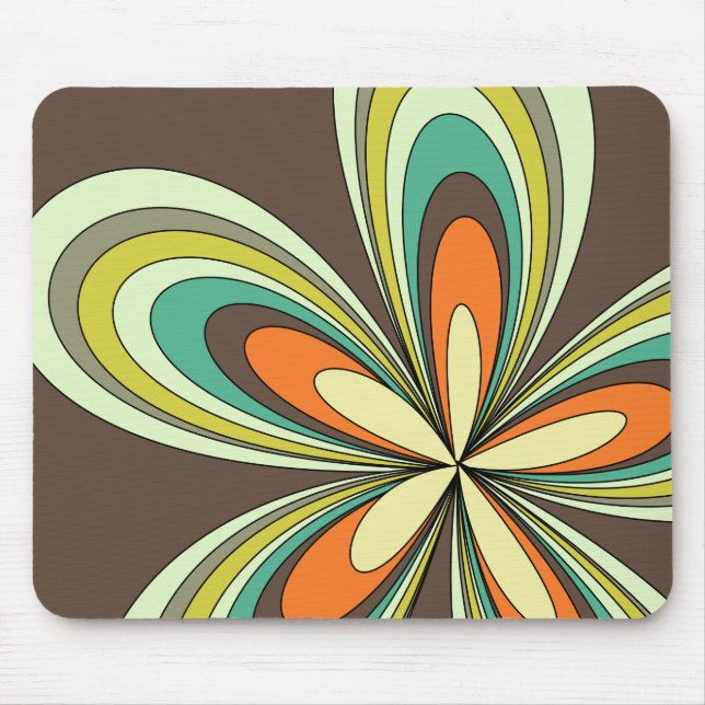 Groovy 60s 70s Hippie Flower Brown Retro Daisy Mouse Pad (Front)