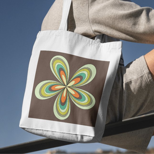 Groovy 60s 70s Hippie Flower Brown Retro Daisy  Tote Bag (Creator Uploaded)