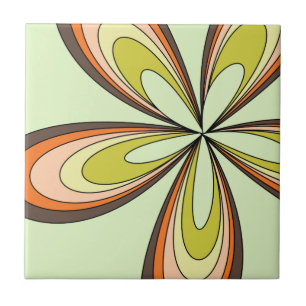 Groovy 60s 70s Hippie Flower Lime Retro Daisy Tile