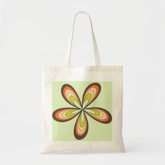 Groovy 60s 70s Hippie Flower Lime Retro Daisy Tote Bag (Front)