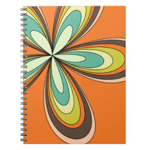 Groovy 60s 70s Hippie Flower Orange Retro Daisy Notebook