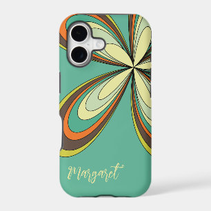Groovy 60s 70s Hippie Flower Turquoise Daisy Name