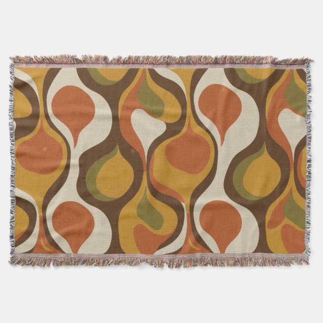 Groovy 60's-70's Vibe Art Throw Blanket (Front)