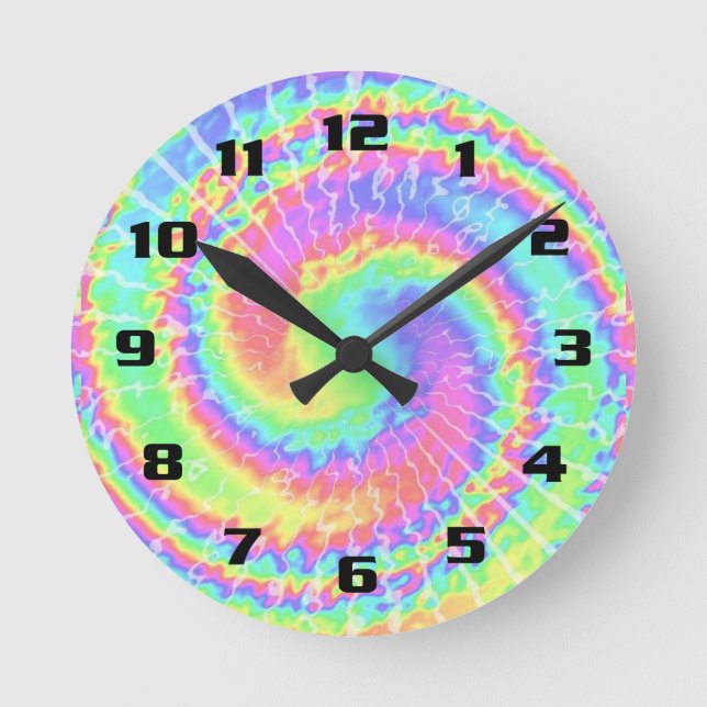 Groovy 60'S Inspired kaleidoscope Round Clock (Front)