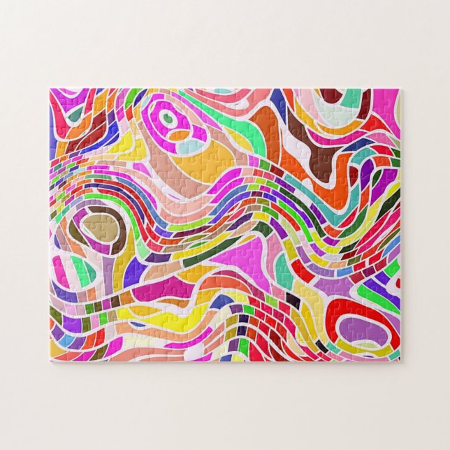 Groovy 60's Line Art | Challenging Abstract Jigsaw Puzzle (Horizontal)