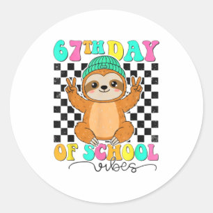 Groovy 67 Days Of School Funny 67 Students Peace S Classic Round Sticker