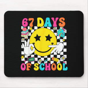 Groovy 67th Day Of School 67 Meme Teacher Boy Girl Mouse Pad