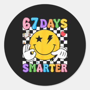 Groovy 67th Day Of School Shirt 67 Days Smarter Te Classic Round Sticker
