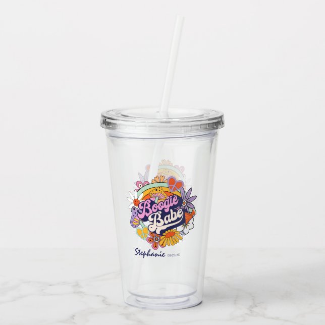 Groovy 70s Bachelorette Boogie Babe ID929 Acrylic Tumbler (Back)