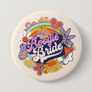 Groovy 70s Bachelorette Boogie Bride ID929 Button