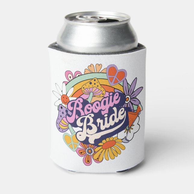 Groovy 70s Bachelorette Boogie Bride ID929 Can Cooler (Can Back)