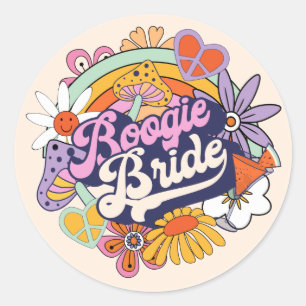 Groovy 70s Bachelorette Boogie Bride ID929  Classic Round Sticker