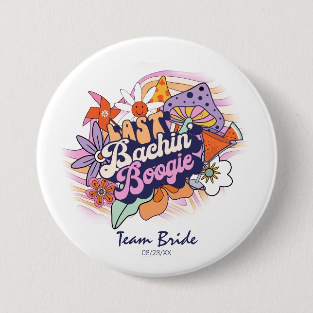 Groovy 70s Bachelorette Boogie Team Bride ID929 7.5 Cm Round Badge (Front)