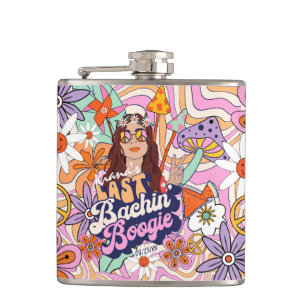 Groovy 70s Bachelorette Last Bachin' Boogie ID929  Hip Flask