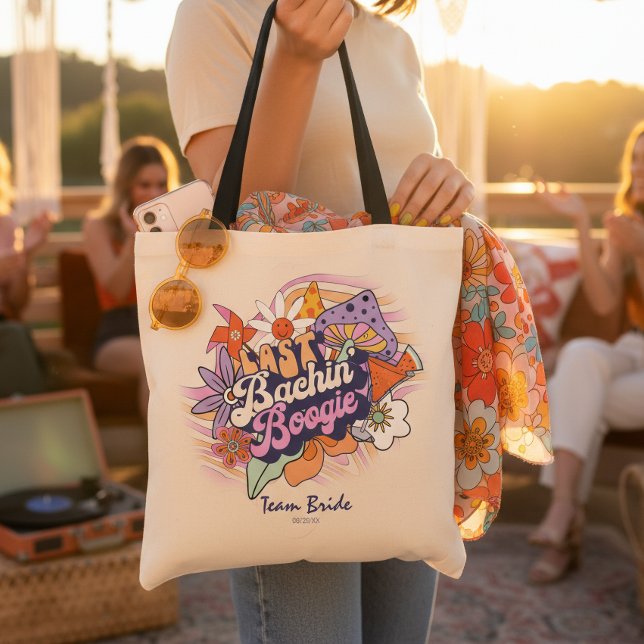 Groovy 70s Bachelorette Team Bride ID929 Tote Bag (Creator Uploaded)