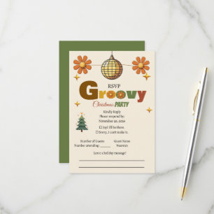 Groovy 70s Christmas Party  RSVP Card