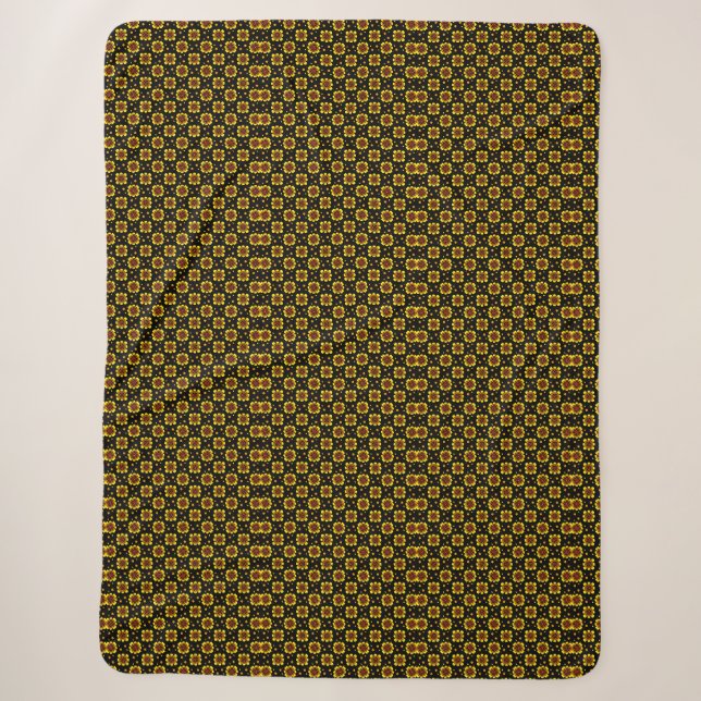 Groovy 70s Daisy Flower Power Pattern Sherpa Blanket (Front)