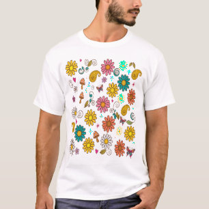 Groovy 70s Daisy Flower Power Pattern T-Shirt