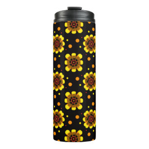 Groovy 70s Daisy Flower Power Pattern Thermal Tumbler