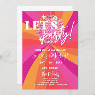 Groovy 70s Disco Birthday Party Invitation, SARA Invitation
