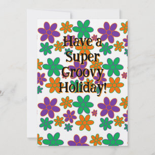 Groovy 70s Flower Inspired Holiday Card