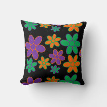 Groovy 70s Flower Style Throw Pillow